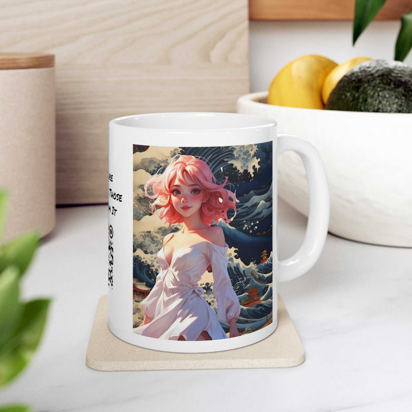 Waves of Beauty | HD Graphic | Pretty Girl | Japanese Art | Coffee | Tea | Hot Chocolate | 11oz | White Mug